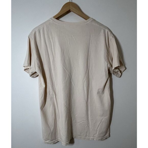 Full Tilt Women’s Medium Tee Shirt Tan Short Sleeve Mushrooms Butterfly Moon - Picture 2 of 3